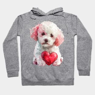 Valentine Poodle Holding Heart Hoodie